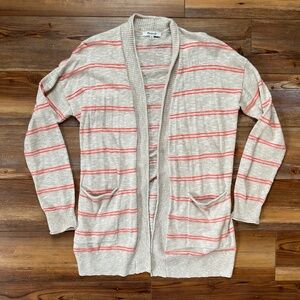Madewell Tan Cardigan with Pink Stripes